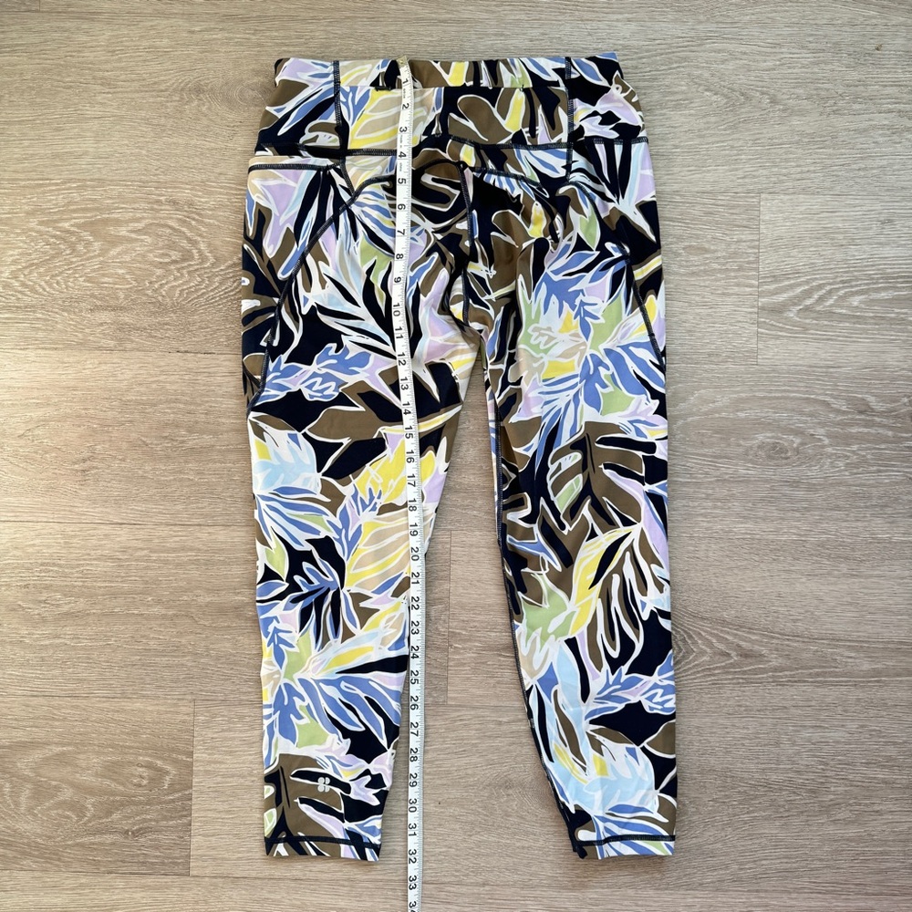 Sweaty Betty 7/8 Power Pocket Workout Leggings, Green Paper Leaf Print, Large - Picture 7 of 7